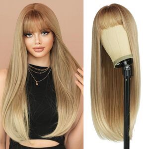 28in Light Brown Wig Natural Heat-Resistant Fiber Synthetic Wigs